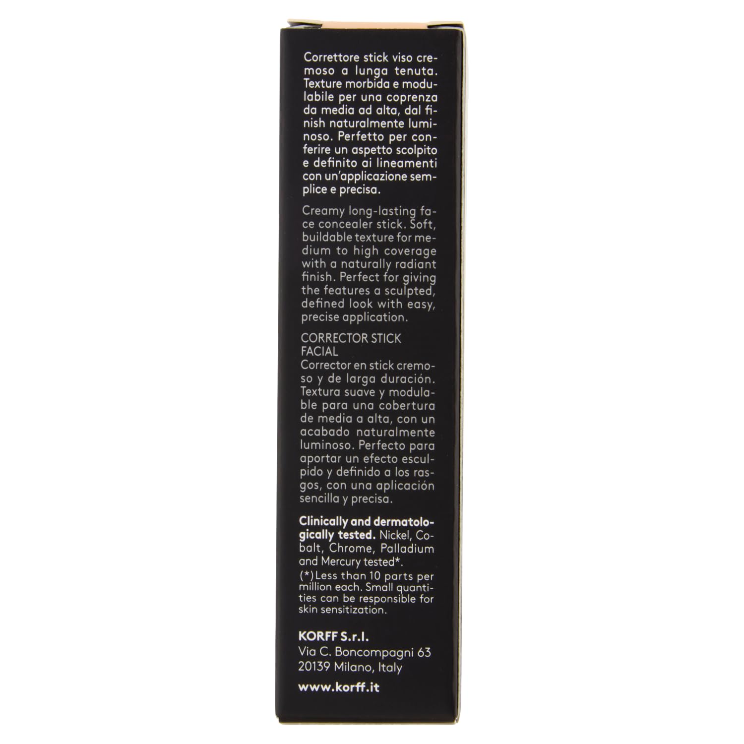 Korff Correttore Stick 01, Finish Naturale e Luminoso, A Lunga Tenuta, Texture Morbida, 1.6gr