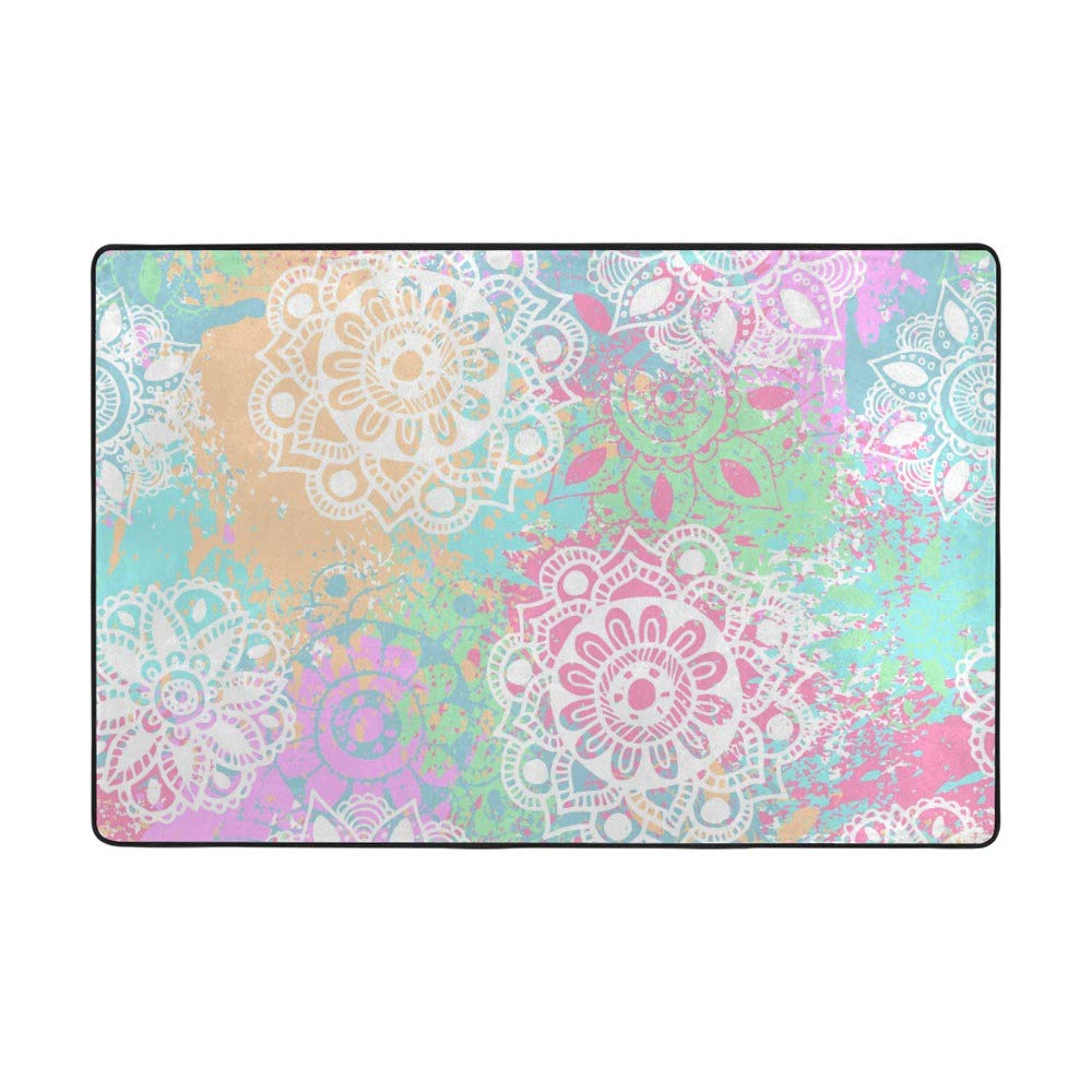 Tapis coloré fleurs pour créer un coin cocooning dans votre salon