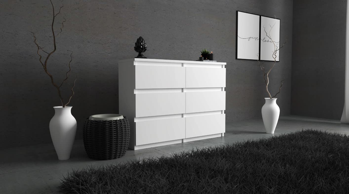 MRBLS Ladekast met 6 Laden Commode MDF Spaanplaat Dressoir Kleerkast Garderobe Modern Meubilair met Lades voor de Slaapkamer van de Woonkamer Gang (Grijs Mat Wotan) - 100 x 33,5 x 71,5 cm
