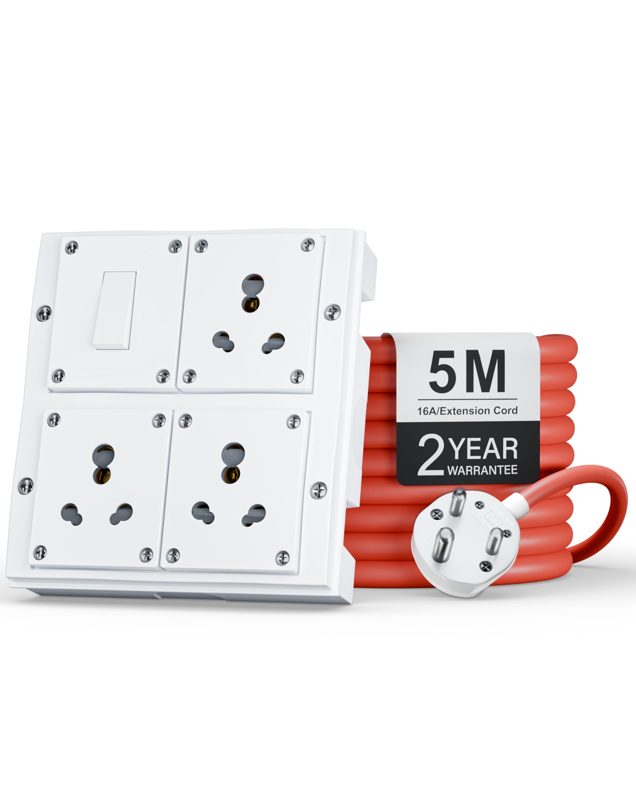 FEDUS 16amp 3000 Watts 5 Meter Cable Heavy Duty High Load Capacity Electric Power Extension Switch Board Cord with 3 Socket 1 Switches,for Oven,EV Charger Charging,Iron Press,Induction Stove,AC-image-14