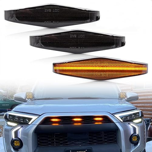 NSLUMO 3 unids LED tira delantera parrilla luces para 2014 en adelante To'yota 4Runner N280 ámbar LED parrilla delantera kit de luz de ajuste