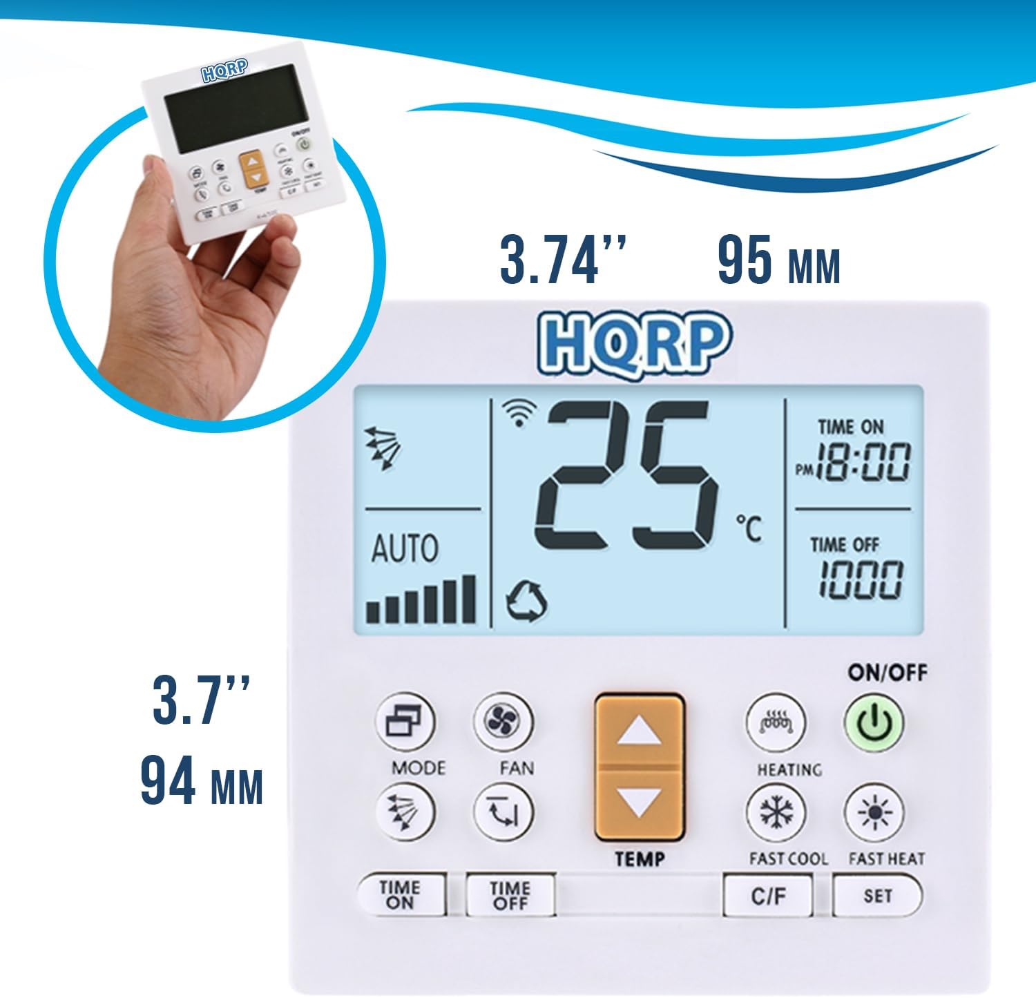HQRP Universal Remote Control for Air Conditioner: Window AC, Split AC, Mini Split AC etc. Compatible with Gree Midea Fujitsu Mitsubishi Lg Panasonic Sharp Hisense Haier Aux Mirage, 1000 Other Brands image 4 of 9 B08B1PR7PW