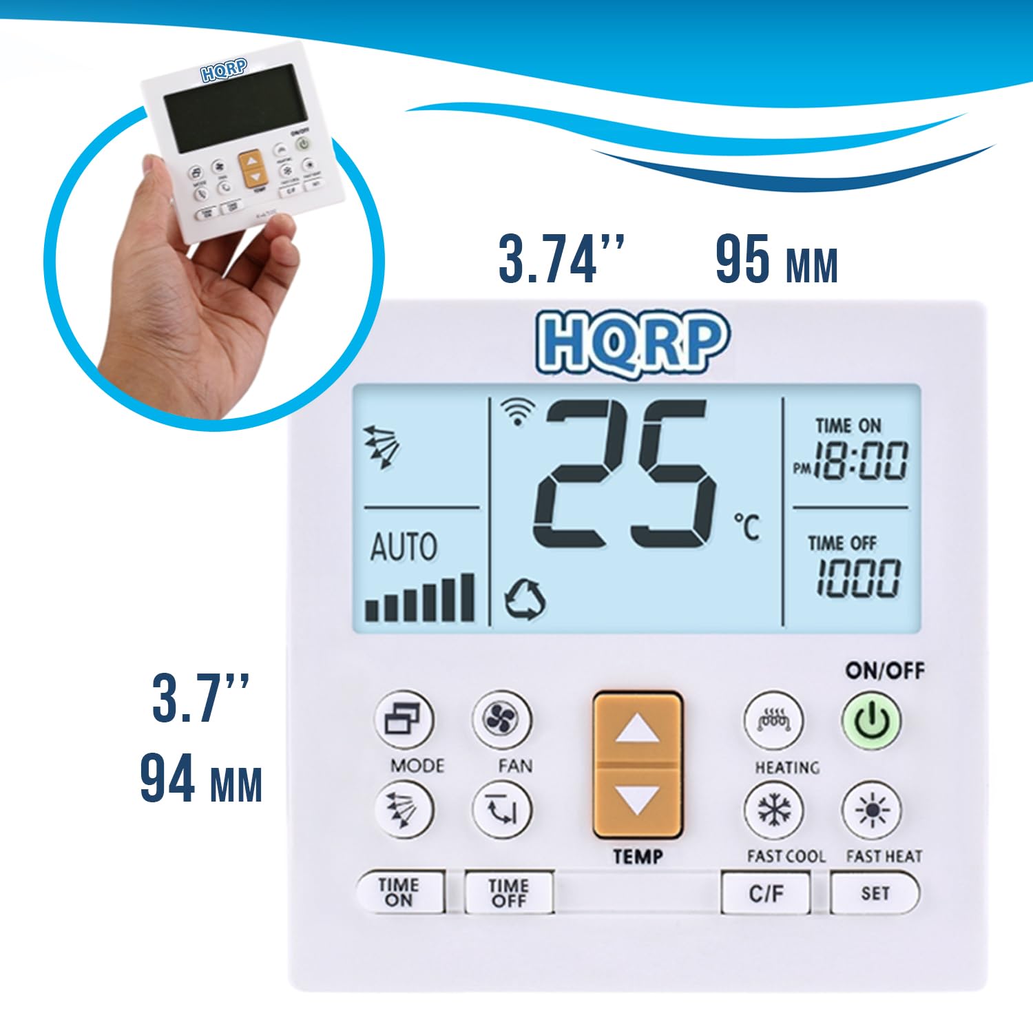 Telecomando Universale HQRP Per Condizionatori Mitsubishi, Fujitsu, Meiling E Altri, Con Display LCD E Ricerca Codici
