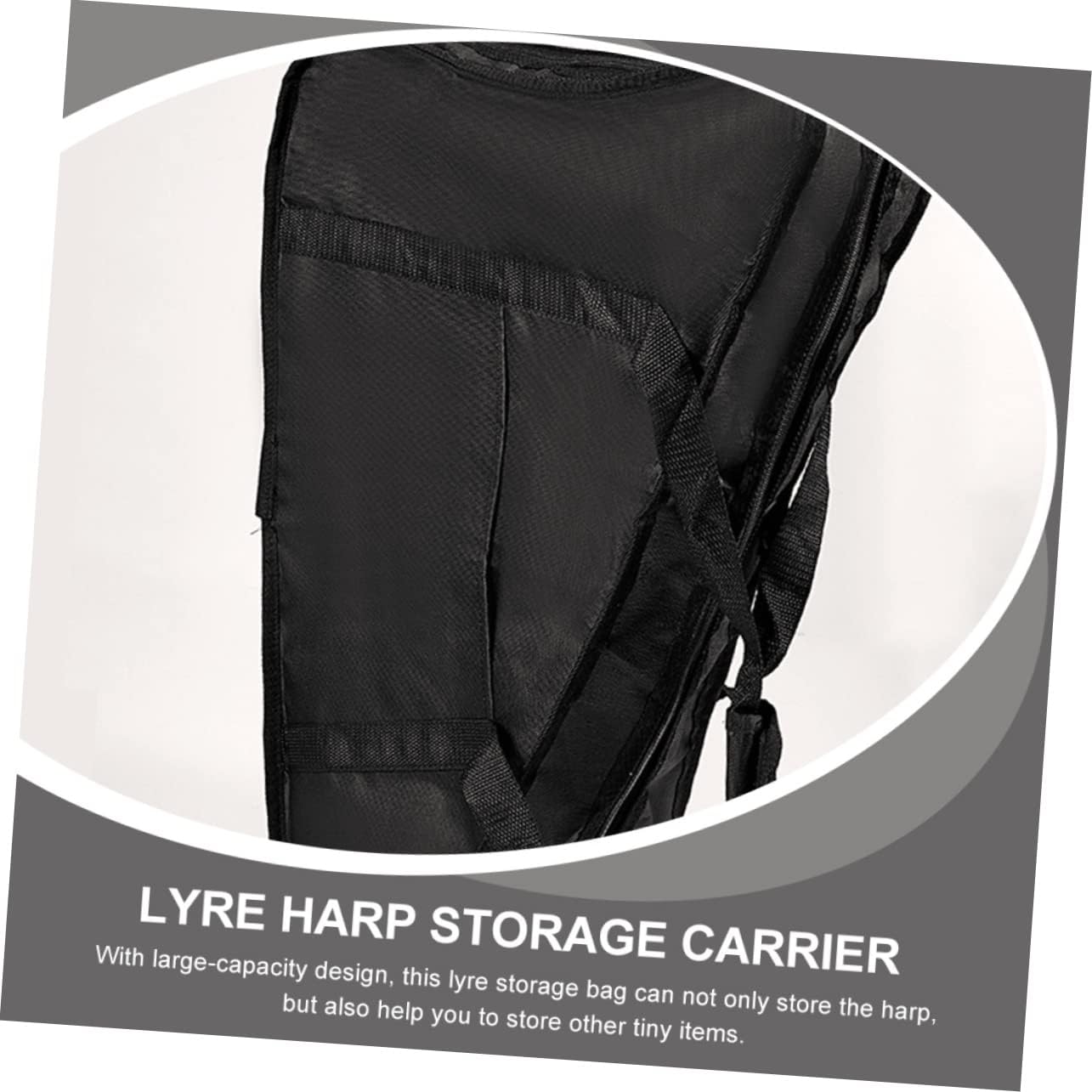 Non-slip Shoulder Lyre Harp Storage Bag Thicken Carrying Case Smooth Zipper Musical Instrument Supply