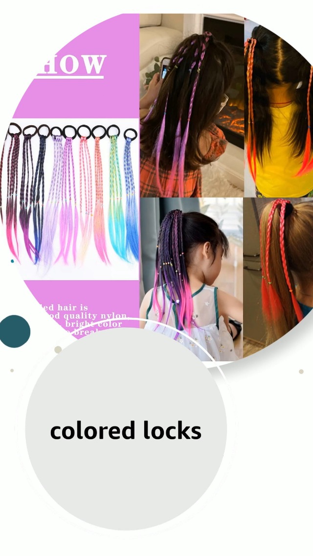 Ltsbaed 4 stuks kleurrijke haarstrengen voor kinderen, haarverlenging, clip, haarstukjes, gevlochten gekleurde vlechten, synthetisch haarstukje voor feest, haarvlechtwerk, elastische touwband voor
