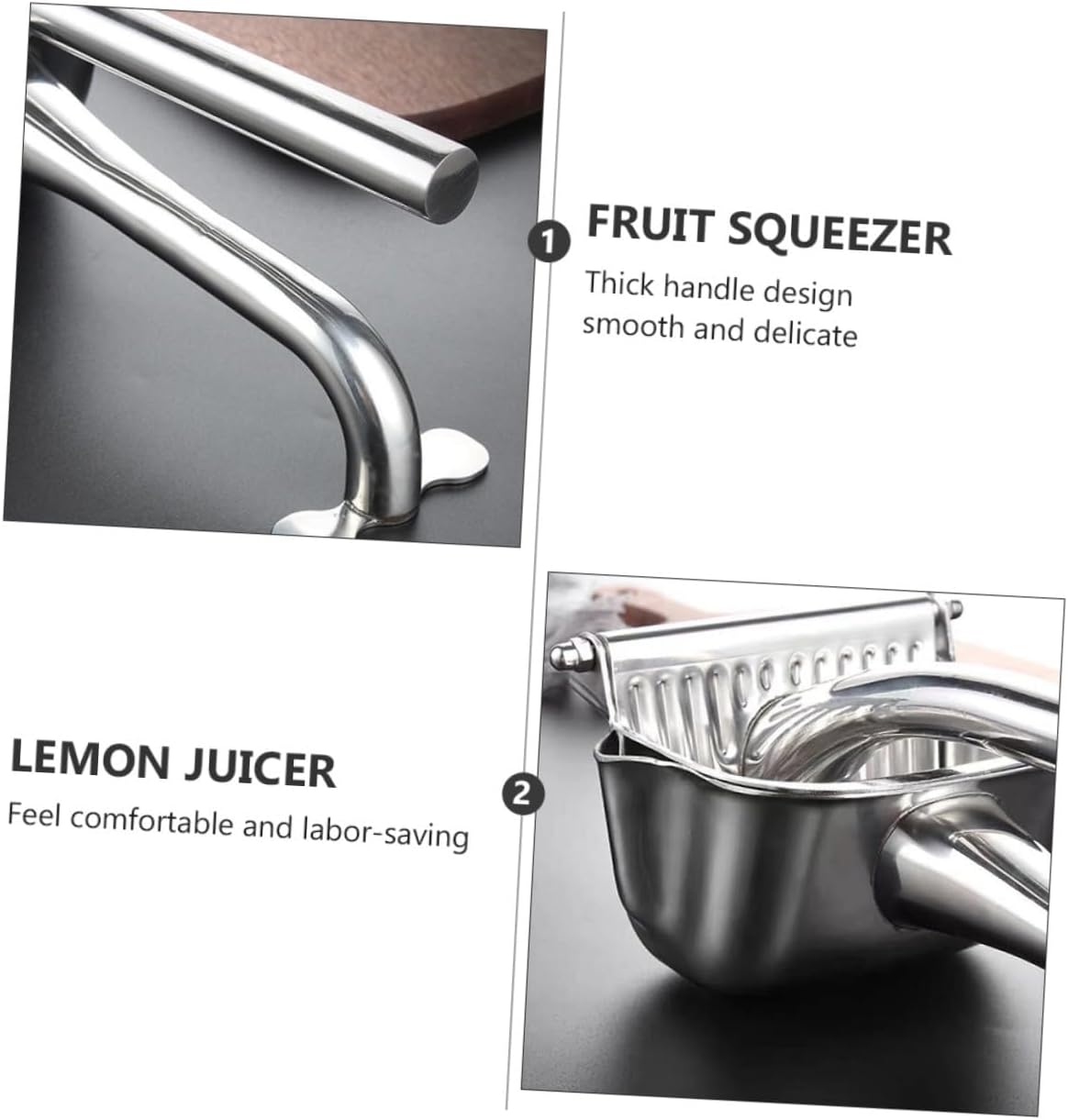 Cabilock Stainless Steel Manual Handheld Fruit Juicer Labor-saving Citrus Press with Thick Handle for Convenient Lemon and Orange Juice Extraction Portable and Easy to Clean Home Squeezer