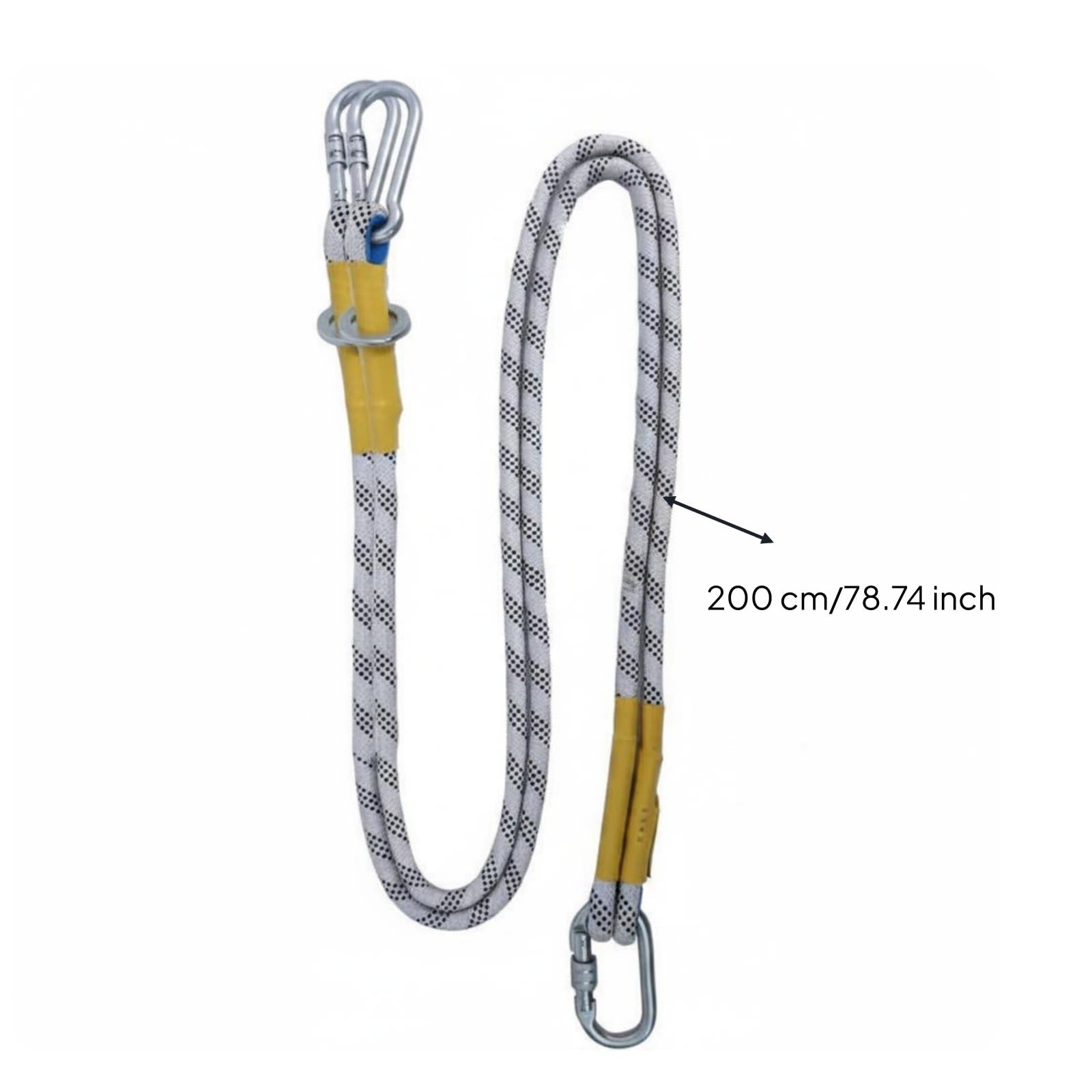MERIGLARE Harnais de Sécurité Longe avec Crochets Absorbeur de Chocs Harnais Réglable Maintien en Position Fiable pour, Corde De Suspension 2m À Double Crochet Petit
