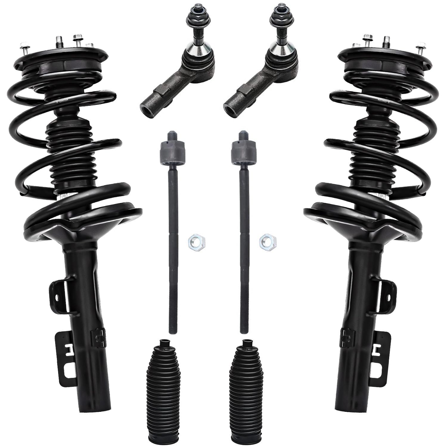 Detroit Axle - Front Coil Spring Struts Tie Rod Suspension Kit for AWD