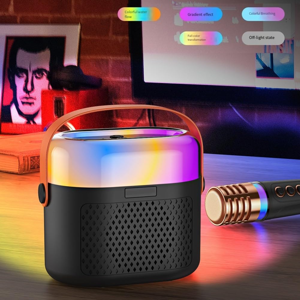 Kit de karaoké portable sans fil avec lumières disco et haut-parleur KTV pour enfants et adultes 12 cm (kaki)