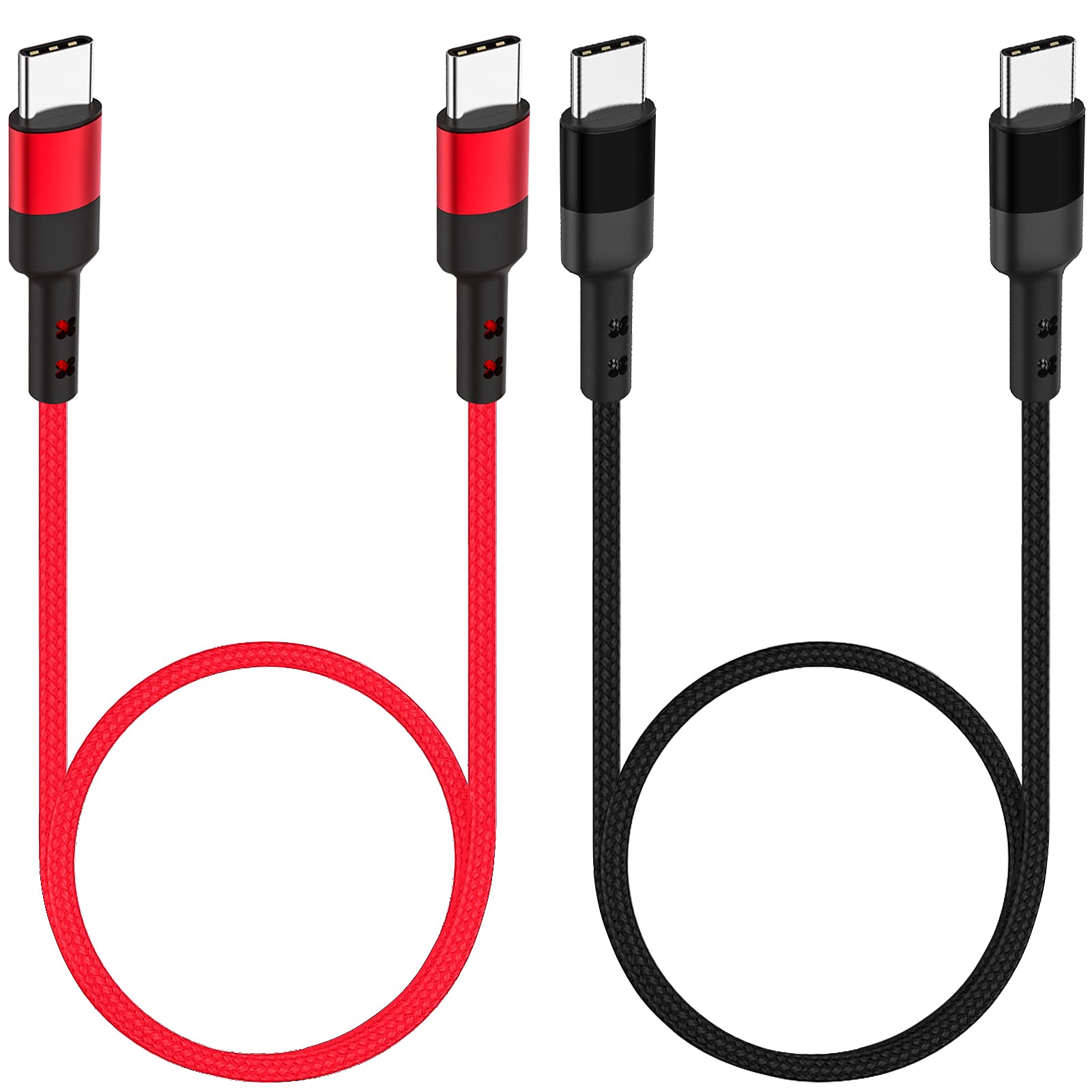 SUMPK USB C auf USB C Kurz Kabel [50cm/2 Stück], 60W PD USB Typ C Nylon Ladekabel Kompatibel für MacBook Air, Samsung Galaxy S21/S21+/S20+ Ultra Note 20, Pixel 4/3 XL