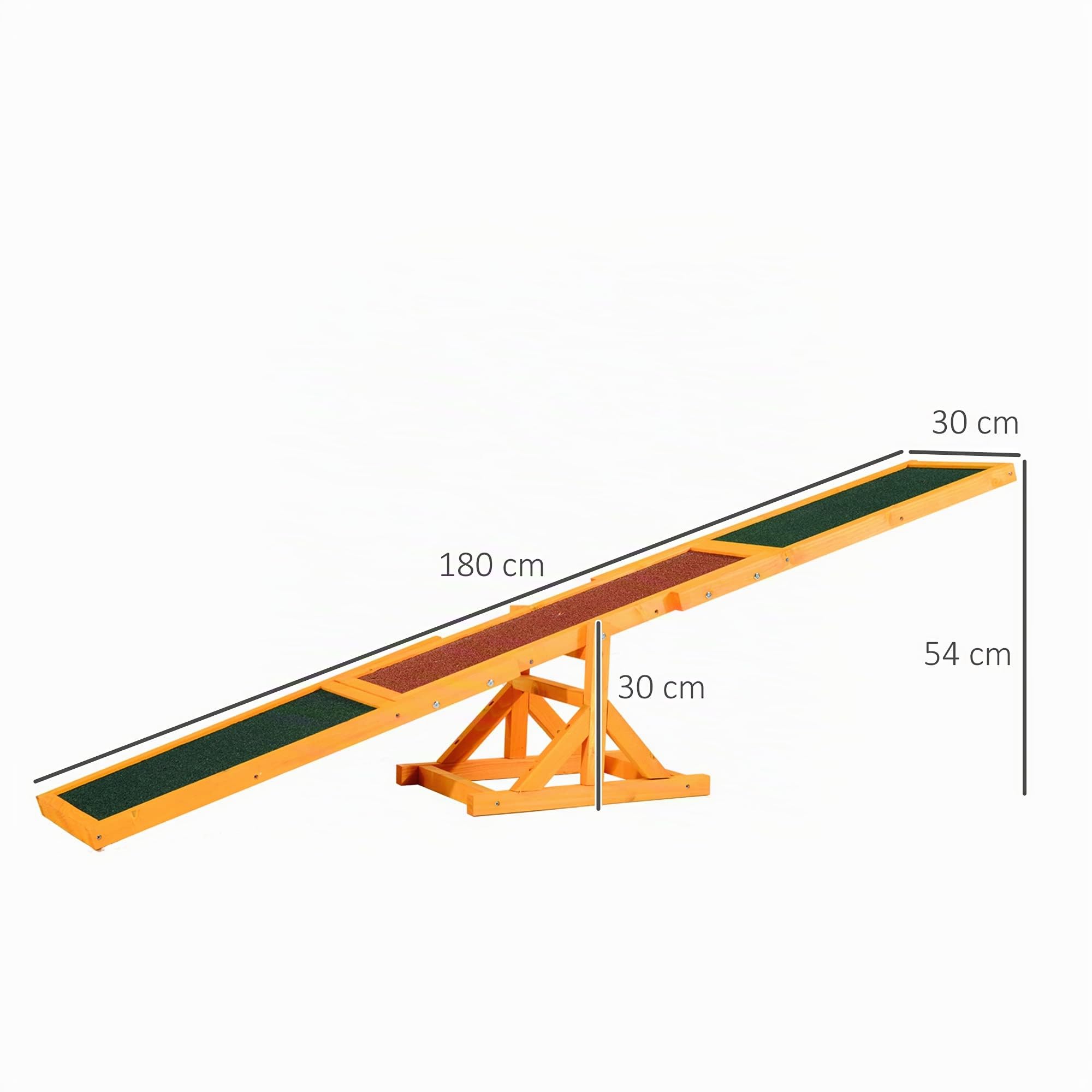 PawHut Balancín para Perros 180x30x30 cm Agility Ejercicio Entrenamiento para Mascotas con Superficie Antideslizante Carga Máxima de 50 kg Mutlicolor