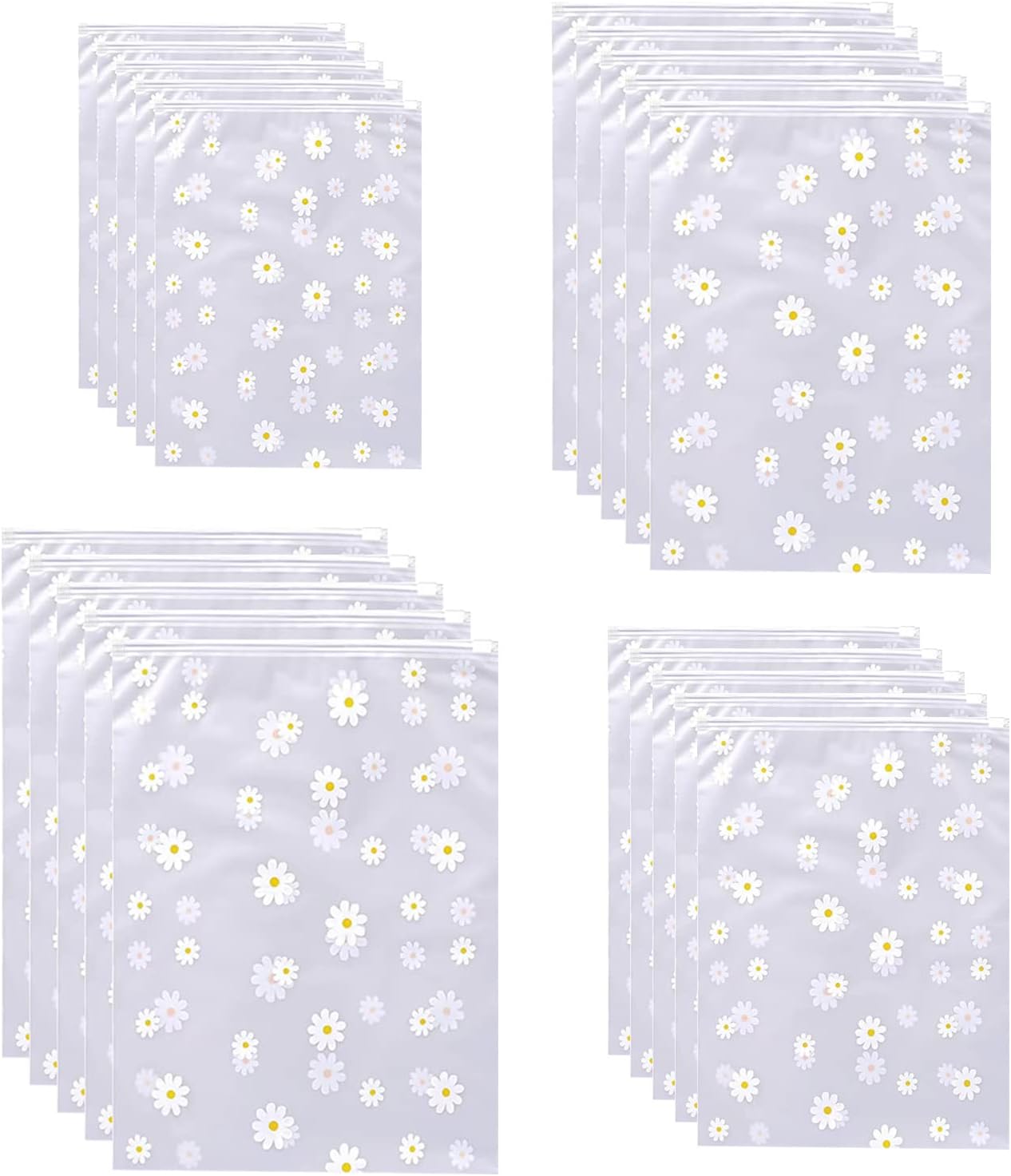 dogmoonPlastic Travel Bags, 20 PCS Ziplock Waterproof Clothes Storage Pouch Waterproof Daisy Travel Bags for Men Women Daily and Travel Use(4 Sizes)