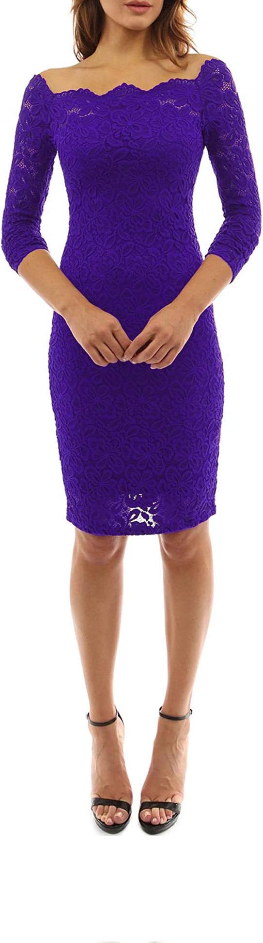 Women's Off Shoulder Elegant Lace Hollow Dress Long Sleeve Bodycon Cocktail Party Wedding Dresses