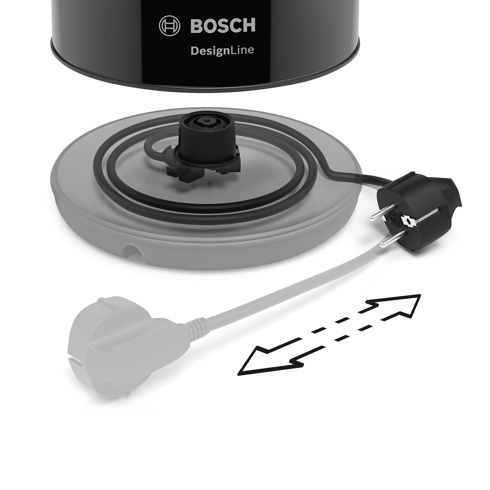 Bosch Designline Wasserkocher Twk3p423, 1,7 Liter, Tassenanzeige, 2.400 W, Schwarz (twk3p423)