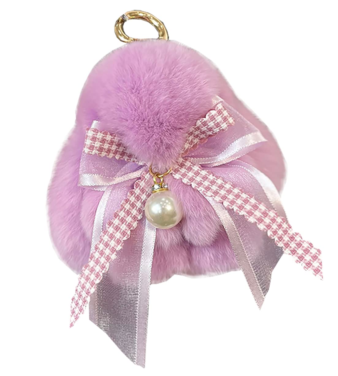 Soft Fluffy Rabbit Keychain Cute Plush Key Rings Faux Fur Keyring Pompom Keychain Decoration