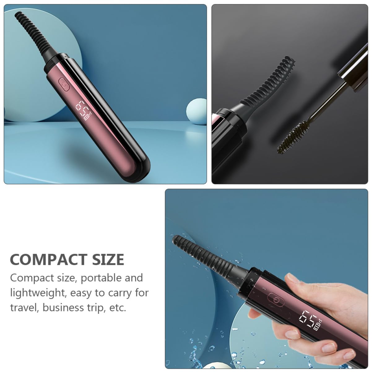 Rizador Abs 360mah Recargable Eléctrico Negro de Pestañas | Pinza Calefactora Profesional 1 Juego Portátil y Ligero , para Maquillaje y Viaje de Negocios