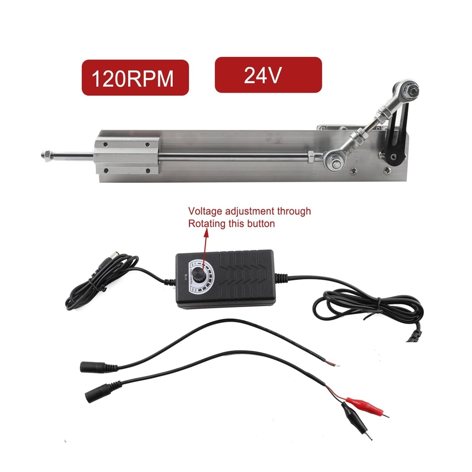 Siłownik liniowy, DC24V Rowerowy Elektryczny Siłownik Ruchu Liniowego Silnik Posuwisto-zwrotny 120 Obr./min/min 150mm (6 Cali) Skok Liniowy(Type 2)
