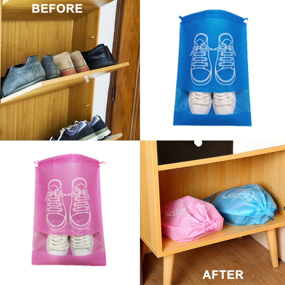 12 Pezzi Sacca Scarpe,Porta Scarpe Da Viaggio,Sacchetti Per Scarpe,Sacchetti Portascarpe per Calzature con Finestrella Trasparente 44x32cm