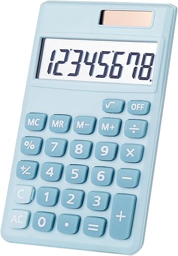Calculadora básica, mini calculadoras de escritorio de tamaño de bolsillo para escuela, oficina, hogar (azul claro)
