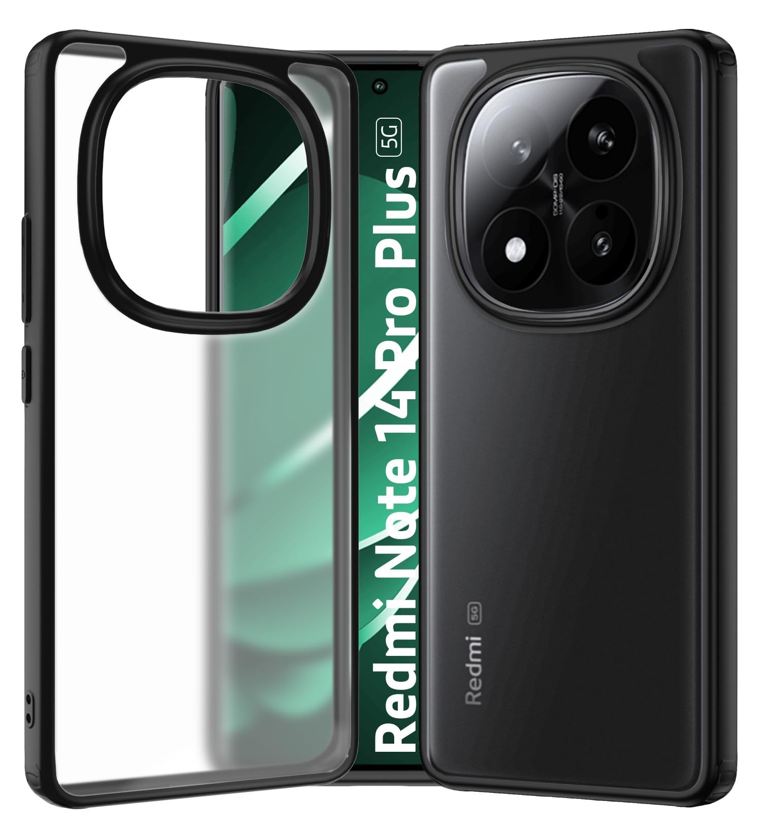 Dl3 Mobilak Crystal Clear Case for Xiaomi Redmi Note 14 Pro Plus 5G/Redmi Note 14 Pro 5G/Poco X7 [Not Yellowing] [Military Grade Drop Protection] Shockproof Slim Transparent Protective Cover - Black