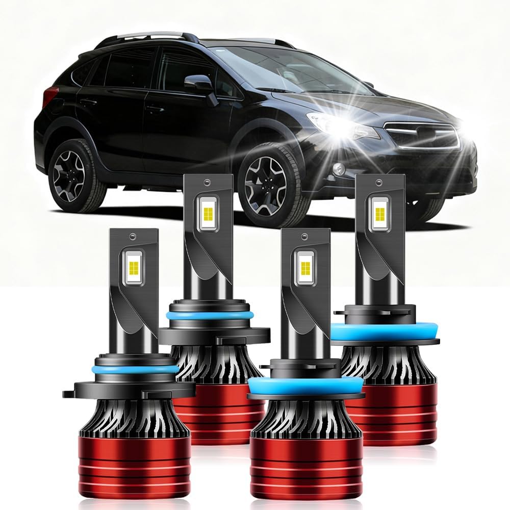 Super-Bright Light Bulbs Compatible for 2013-2014 Subaru XV Crosstrek 9005 High Beam H11 Low Beam Combo Pack 32000LM 6500K 800% Brightness with Cooling Fan Plug N Play Pack of 4