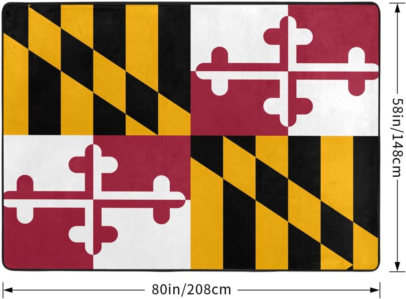 Maryland State Flag Printed Flannel Floor mat 80x58 inches for Bedroom, Living Room, Study Room Decorative Carpet