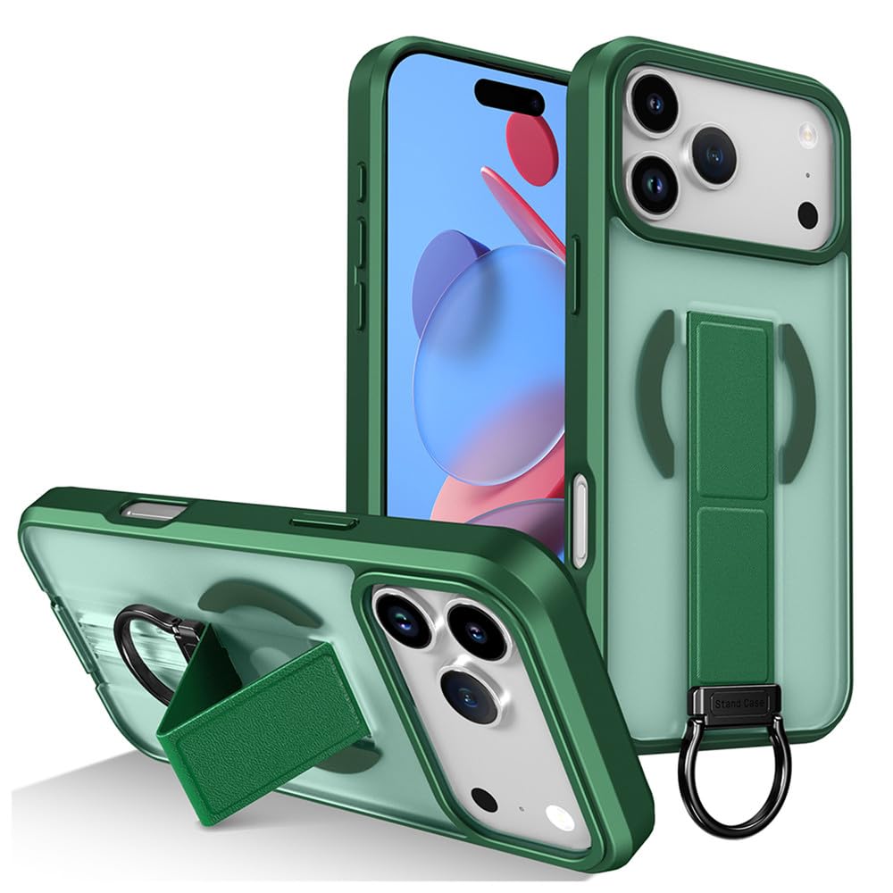 Custodia per telefono con supporto magnetico pieghevole Desert Gold Ring per iPhone 17 16 15 14 13 Pro Max Air Plus, cover posteriore rigida, verde, per iPhone 16