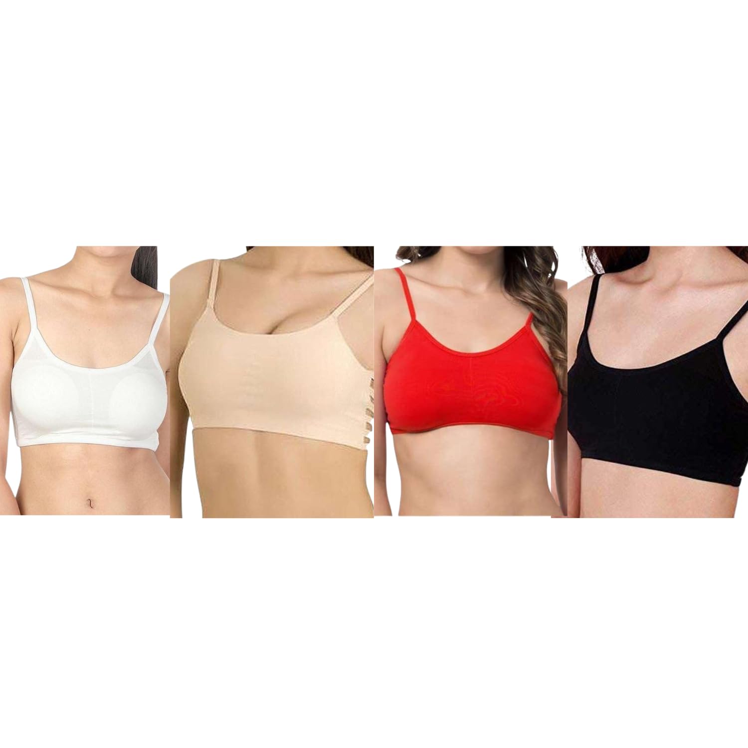 Women’s Cotton Blend Padded Seamless Bra, 6 Strap Stylish Back Design, Lightweight Comfortable Everyday Innerwear, Breathable Stretch Fit, Pack of 4-image-28