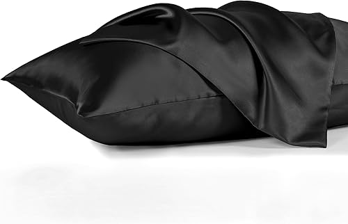 KINMEROOM Juego de 2 fundas de almohada de satén para cabello y piel, juego de 2 fundas de almohada de satén lujosas y suaves, fundas de almohada