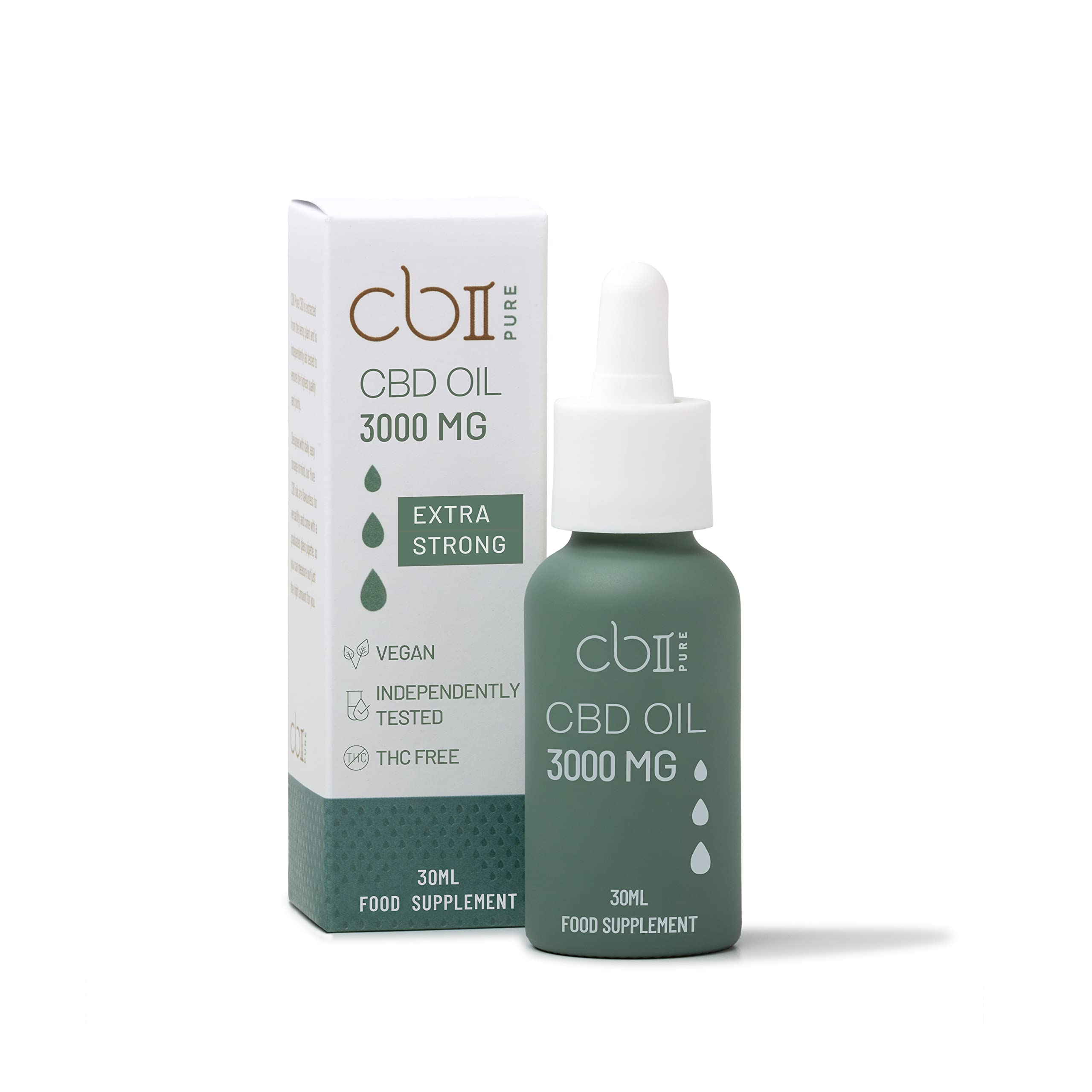 CBII CBD Oil, 3000mg High Strength CBD Oil from Hemp Oil, Taste Free Isolate CBD Oil, Natural & Vegan, 30ml Support Sleep & Anxiety THC Free
