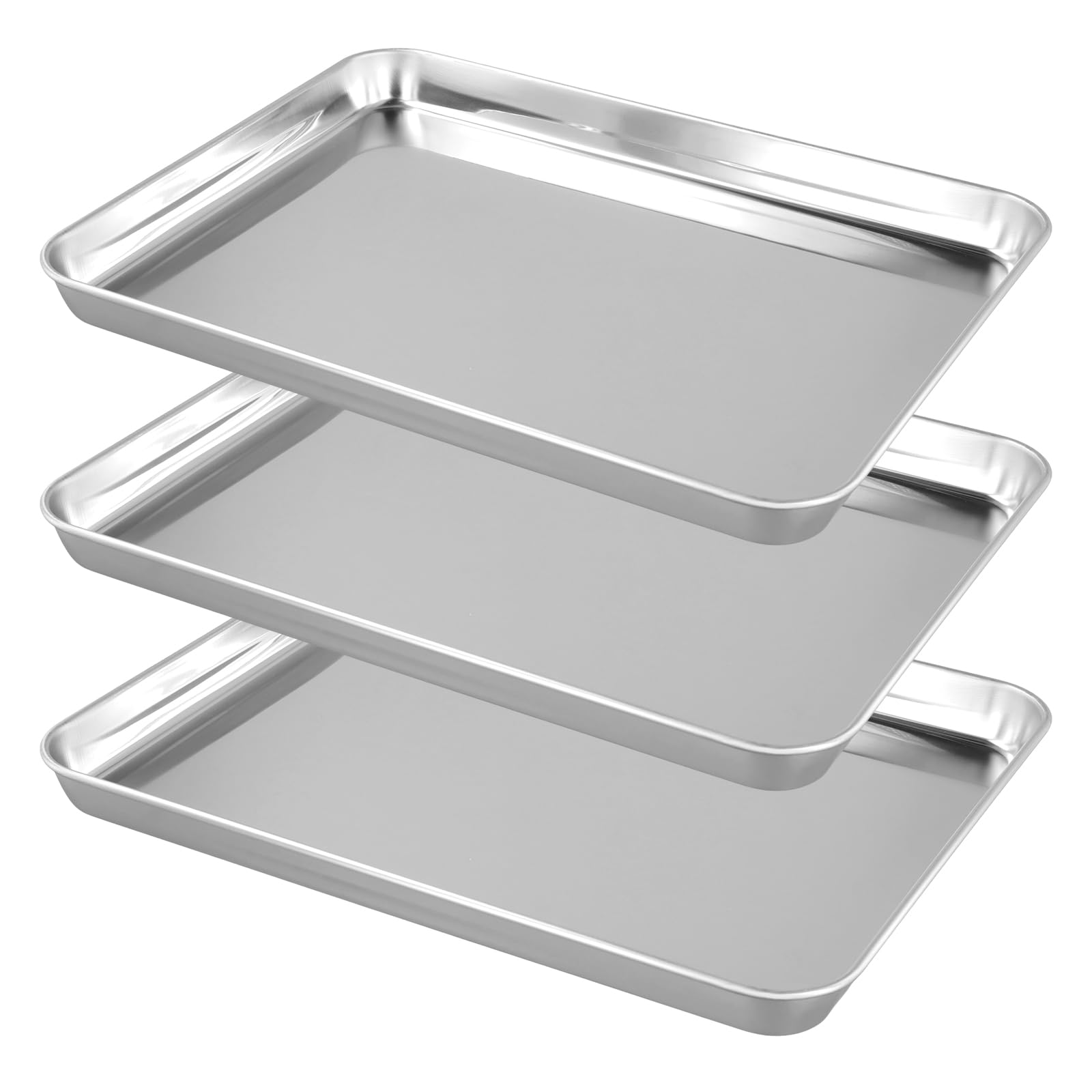 Bandejas para hornear de acero inoxidable grandes rectangulares antiadherentes pack de 3
