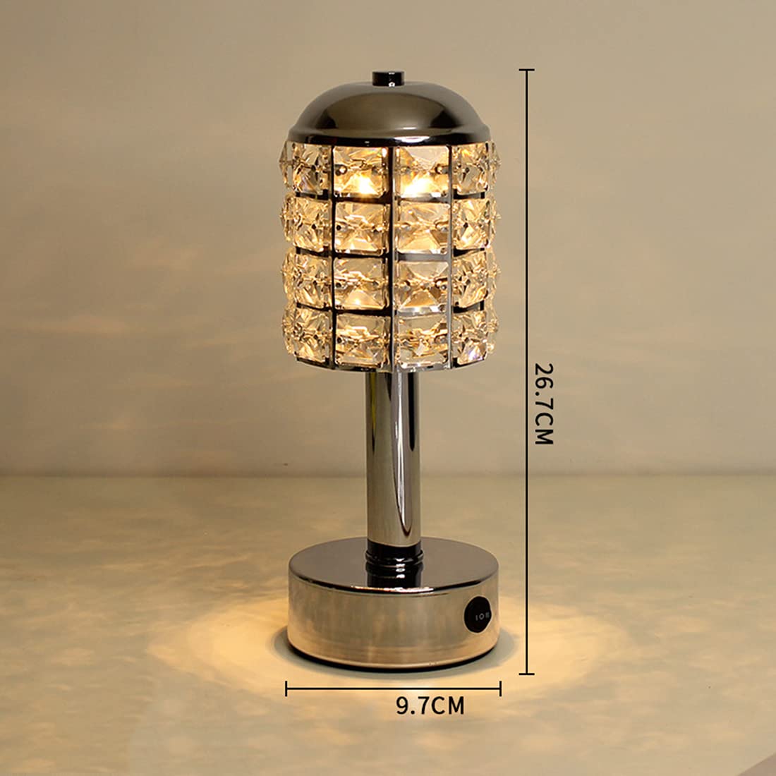 Lampada da tavolo a LED senza fili Luce notturna portatile ricaricabile 1200mAh Lampade da comodino in metallo e cristallo a batteria per hotel Soggiorno Camera da letto Ristorante Caffetteria,3000K