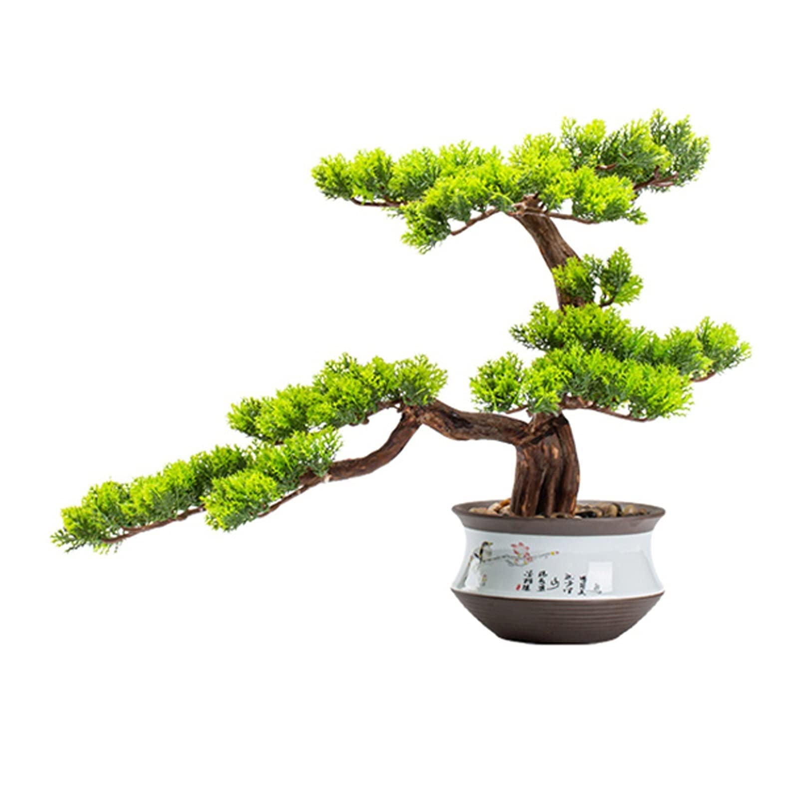 Aioneer Artificial Bonsai Plant Indoor Fake Pine And Cypress Ee Living Room Hotel Entrance Decoration Ornaments Chinese Fake Tree Potted Plants In Ceramic Flowerpot Handmade, 15.-A