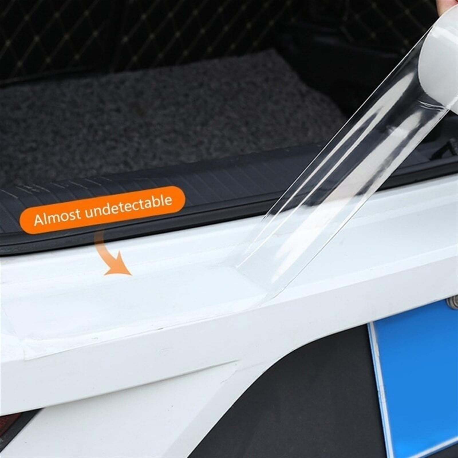 Tira Protectora de Parachoques Protector de umbral Puerta Coche película Envoltura Fibra Carbono 5D para automóvil, automotriz Brillante(50mm)