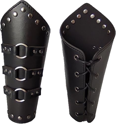 Miniatura 4 de 2 Pcs PU Leather Buckle Arm Bracers,Wristband Medieval Bracers Wrist Band Wide Bracer Arm Armor Cuff Christmas Gifts