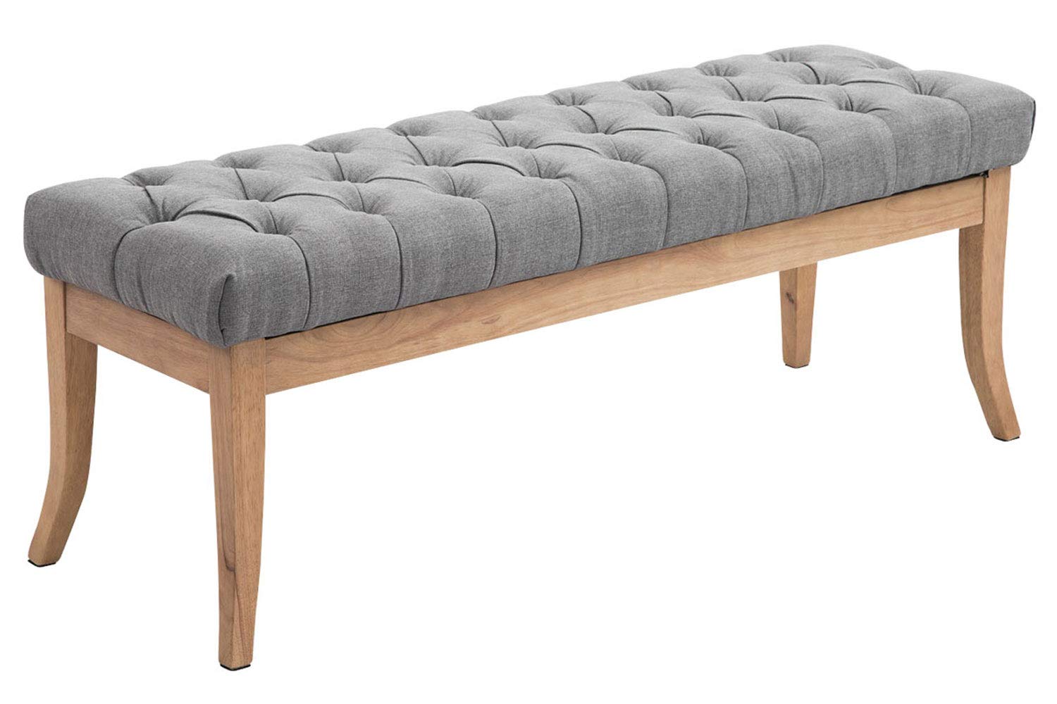 CLP Panca Design Chesterfield Ramses In Stoffa I Panchina Ingresso Capitonné Telaio Legno Chiaro I Panchina Fondo Letto Capitonné, Colore:grigio, Dimensione:120 cm