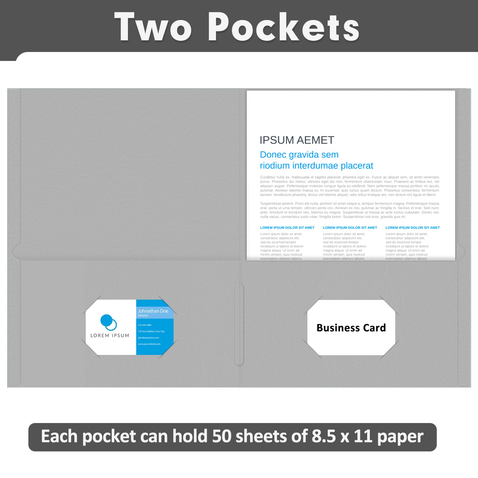 Two Pocket Folders, PANDRI 50 Pack 2 Pocket Folders, Letter Size Paper File Folder for School Office Home Business, Assorted 5 Colors