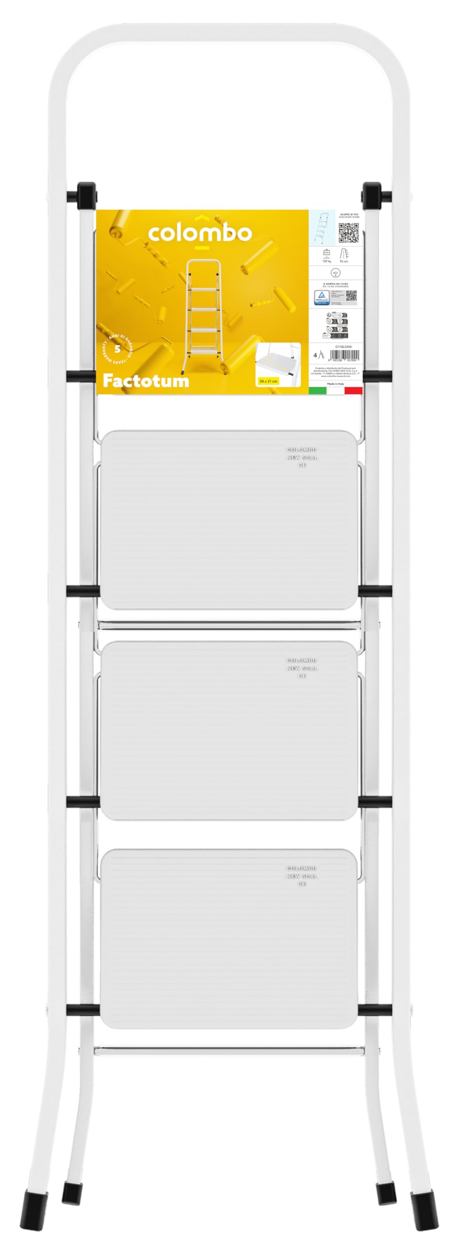 Sgabello Gradini Colombo FACTOTUM - 4 Gradini In Acciaio Bianco Per Casa E Lavoro - Foto 2