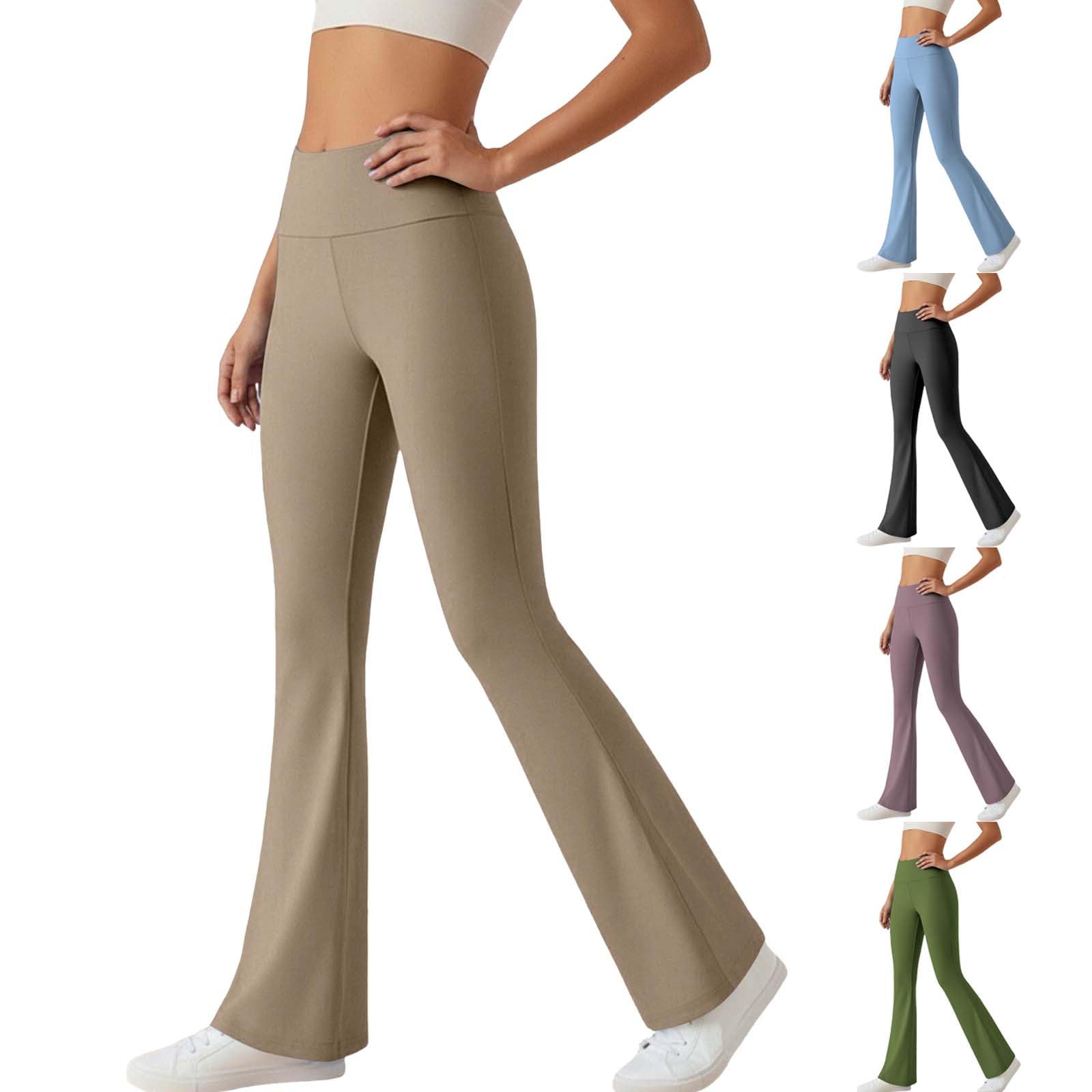 Leggings da yoga da donna, look pulito, pantaloni sportivi a vita alta, leggermente svasati, vestibilità comoda, per allenamento in palestra, movimento, uso casual
