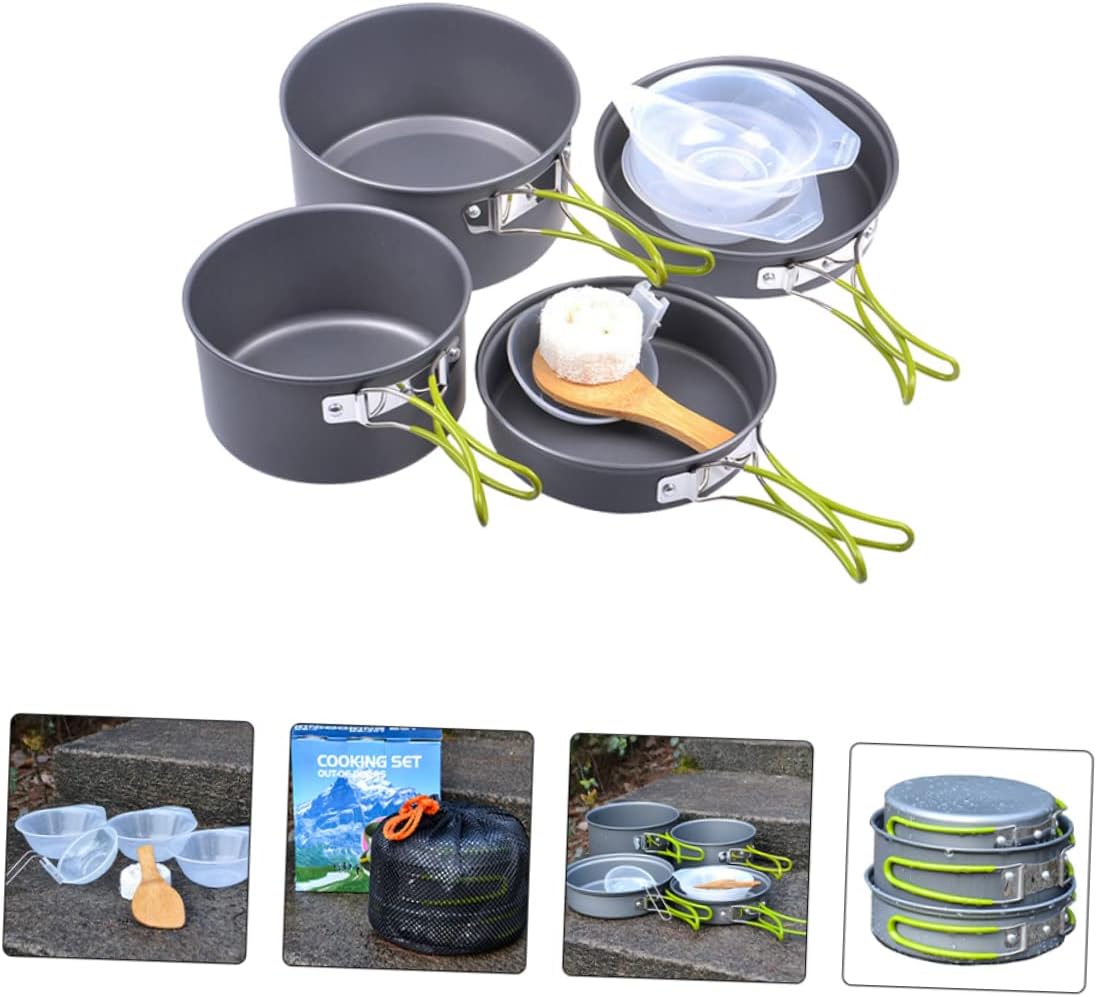 Camping Cooking Utensils Set Camping Cookware Insulated Handle Easy Cleaning Compact Lightweight