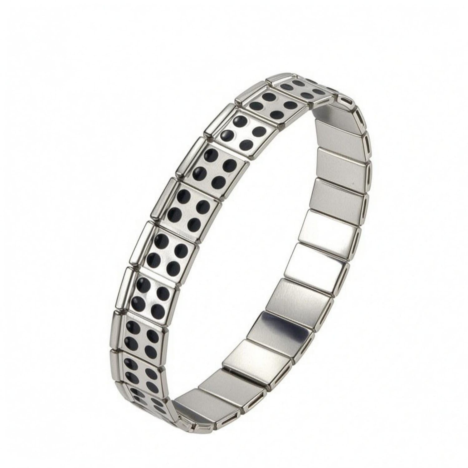Polished Finish Anti-Static Bracelet Black Inlaid Chain-Style Wrist Bracelet Everyday Wear Anti Static Wrist Strap Comfortable, Silver, Double Row-image-36