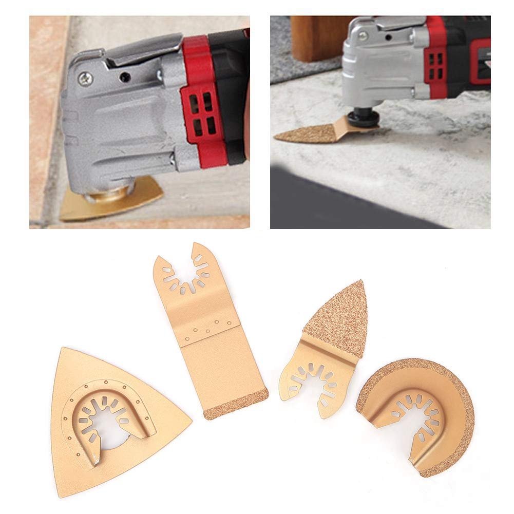 Lot de 4 Lames de Scie en Carbure pour Outils d'Oscillation Multifonction - Compatible avec Systèmes Multifonctions Populaires - Accessoire de Coupe Précise pour Travaux de Bricolage et Industrie