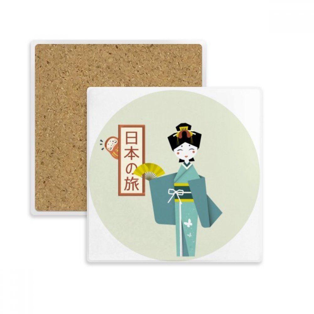 Coaster absorbant fille traditionnelle japonaise dessous de tasse en pierre multicolor