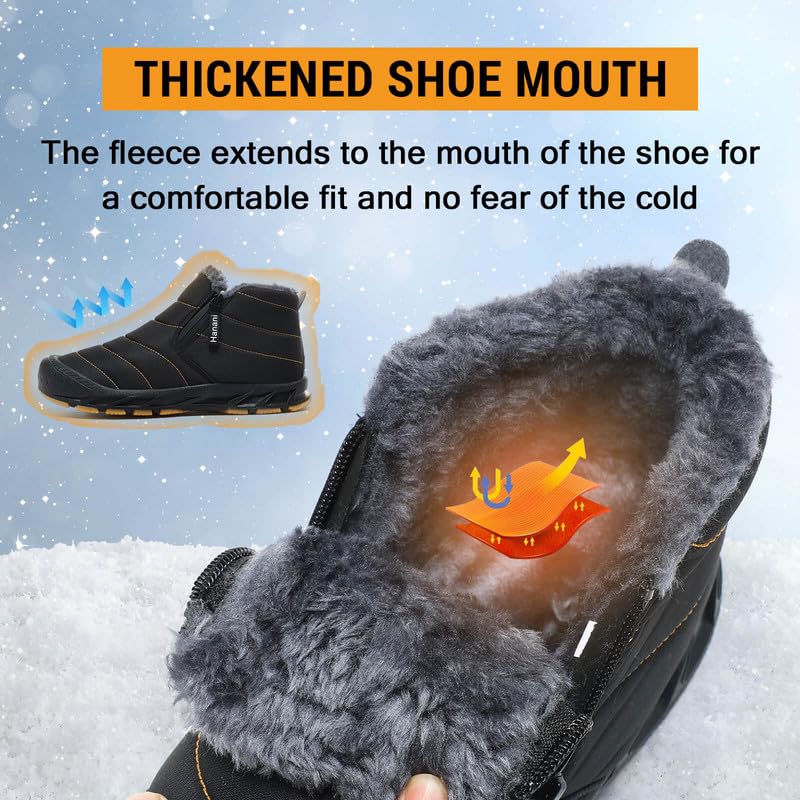 ziitop Winterschuhe Herren Warm Gefüttert Schneestiefel Reißverschluss Kurzschaft Stiefel Flach Winter Outdoor Boots Bequem Rutschfeste Winterstiefel