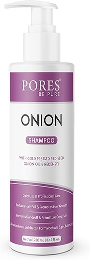 PORES Be Pure Shampoo with Cold Pressed Red Seed Onion Oil & REDENSYL Promotes Hair Growth, Reduces Hairfall, Dandruff & Premature Greying for...
