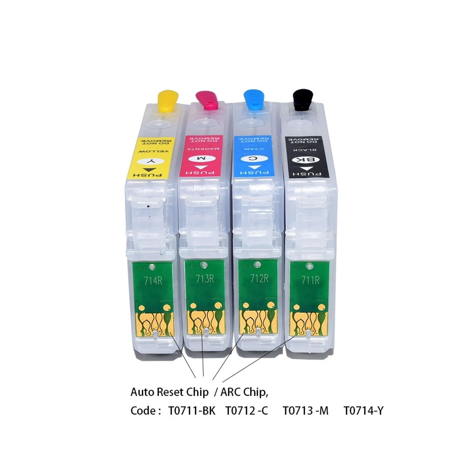 Compatibile con Epson SX210 SX200 T0711 Ink Cartridge | Cartuccia ricaricabile Europa da 4 pezzi con chip ARC SX209 SX115 SX110 SX105 SX100