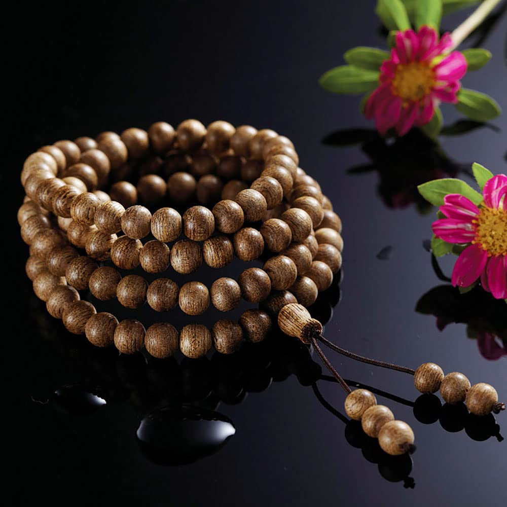 Natürliches 108 Adlerholz-Buddha-Perlen-Armband, mehrkreisiges Gebet, Yoga-Handgelenk-Zubehör für Männer und Frauen, 6 mm