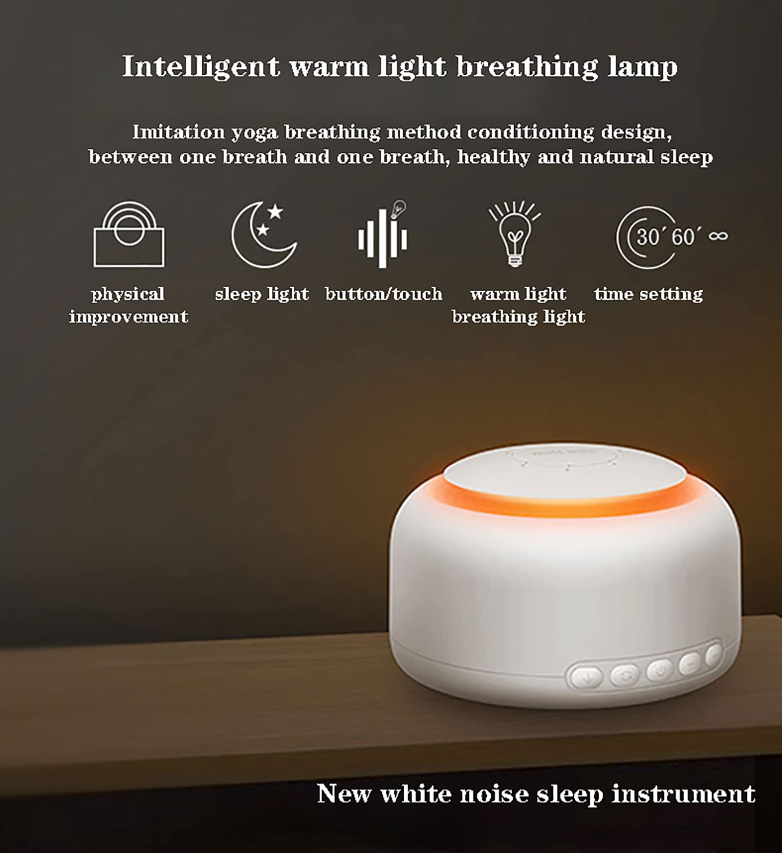 Máquina de Ruido Blanco para Dormir, 30 Sonidos Naturales relajantes con Control de Volumen de 36 Niveles, 3 temporizadores y función de Memoria, compacta y Ligera.