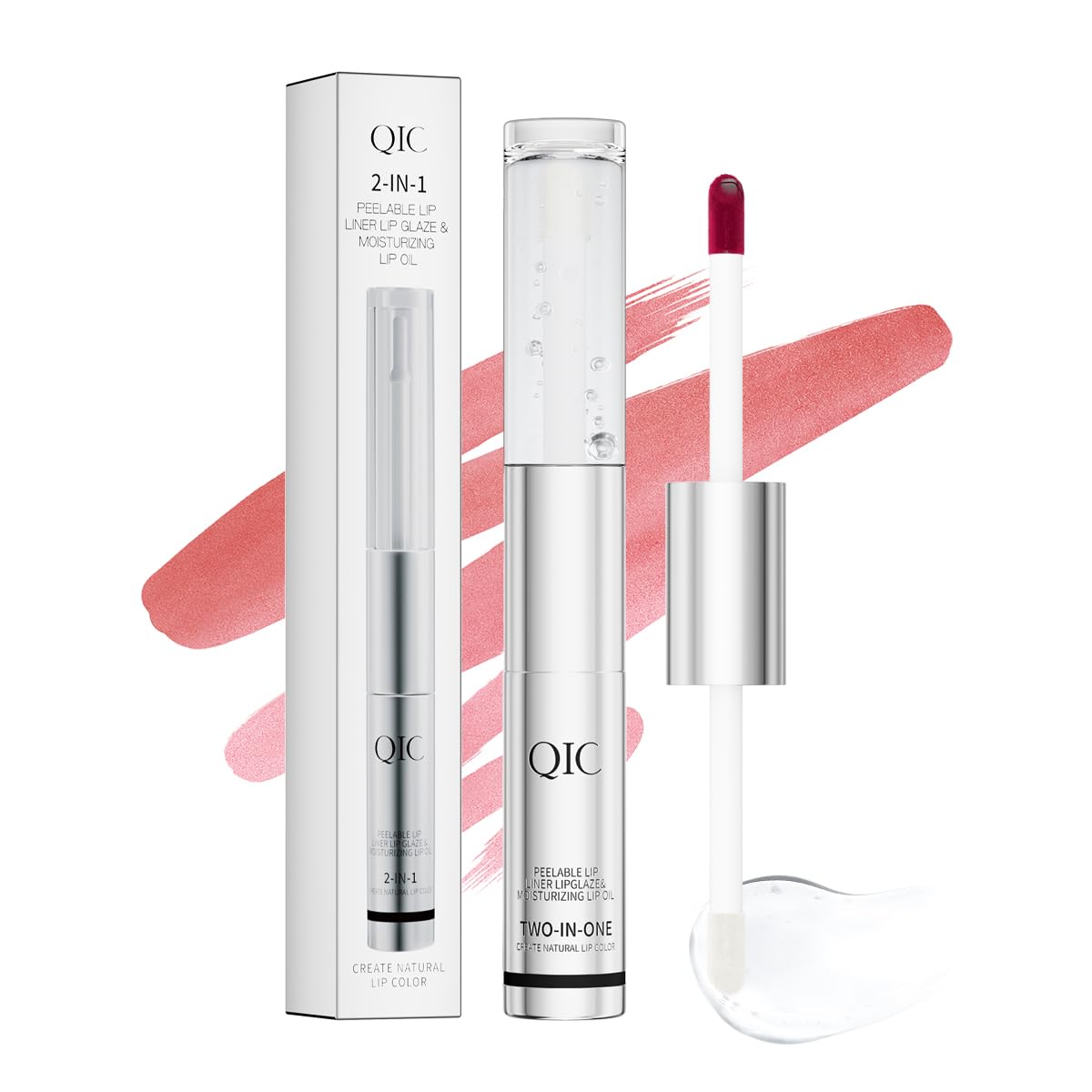 QIC Lip Stain Peel Off - Long Lasting Matte Lip Liner Stain Peel Off Highly Pigmented Color Peel Off Lip Stain Waterproof, Transfer-Proof, Non-Stick Cup Nourishing Tattoo Lip Liner Stain, Coreal 06-COREAL