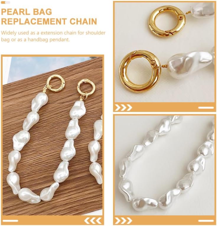 EXCEART Pearl Bag Replacement Chain Beaded Handle Chain Lightweight Extension Purse Strap for Handbags and Shoulder Bags Elegant Bag Accessories for Women - Image 6